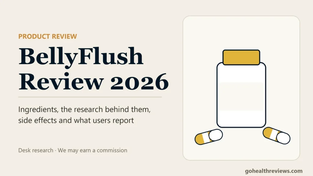 BellyFlush Review 2026: plain supplement bottle with capsules