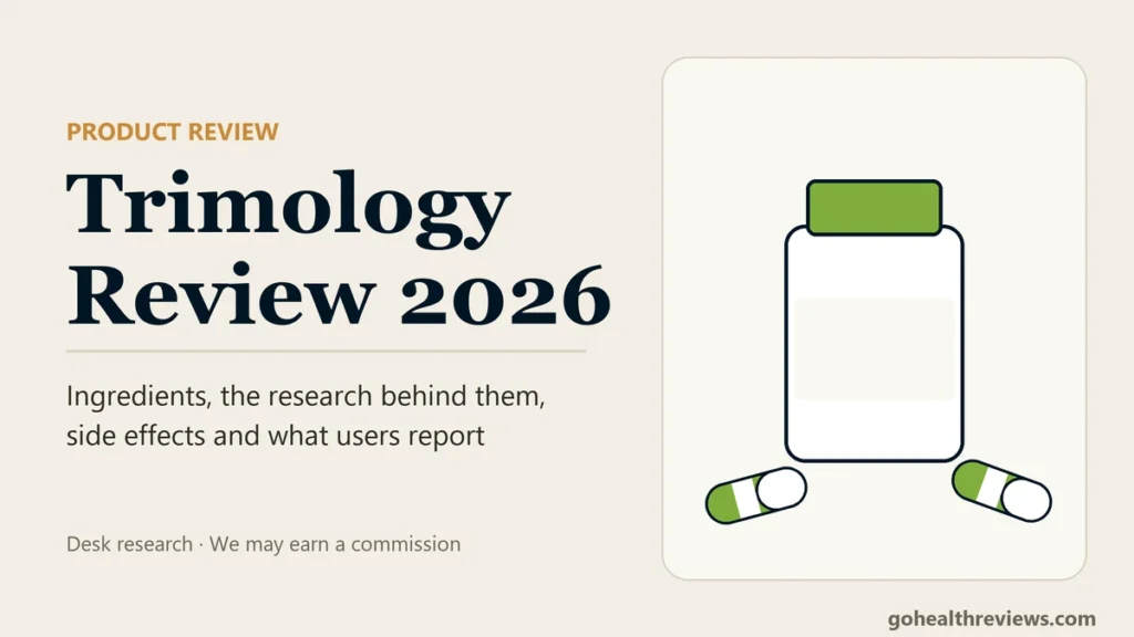 Trimology Review 2026: plain supplement bottle with capsules